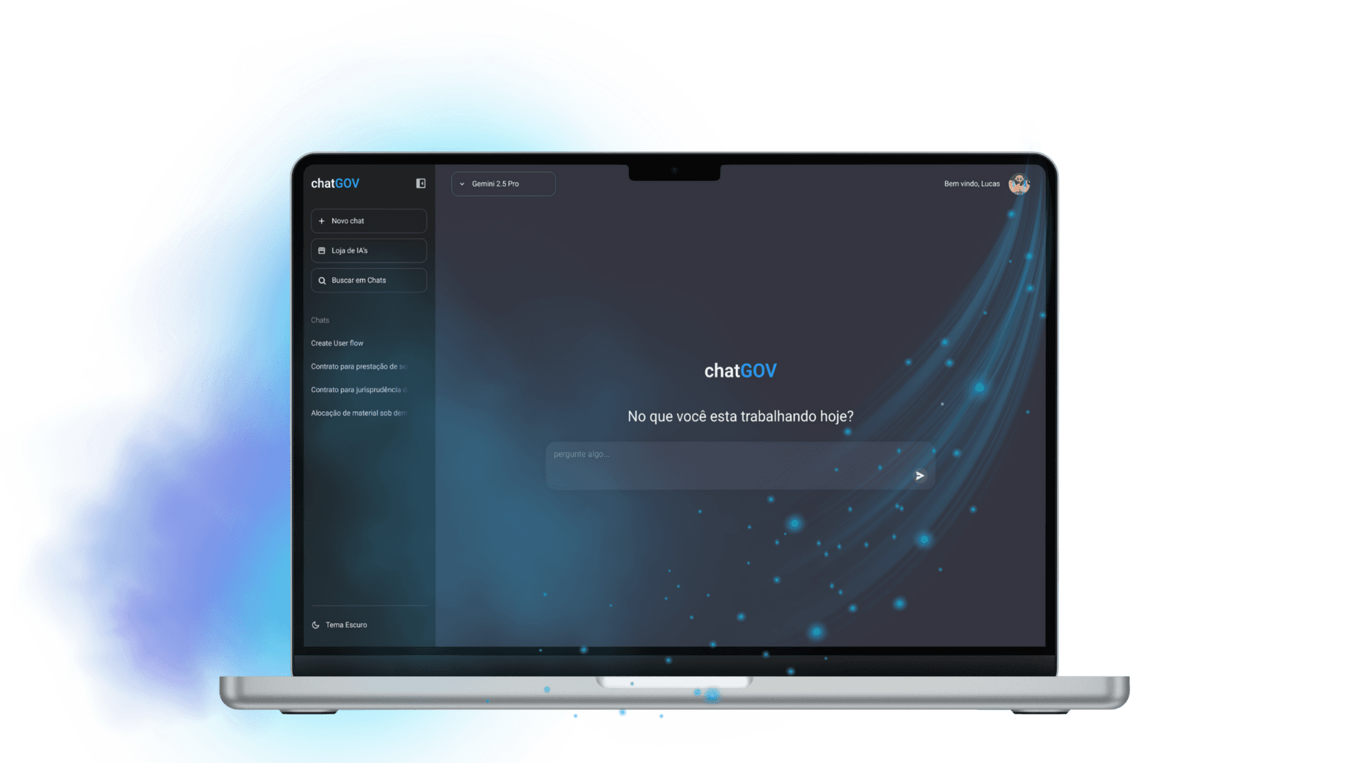 Computador com a interface do ChatGov