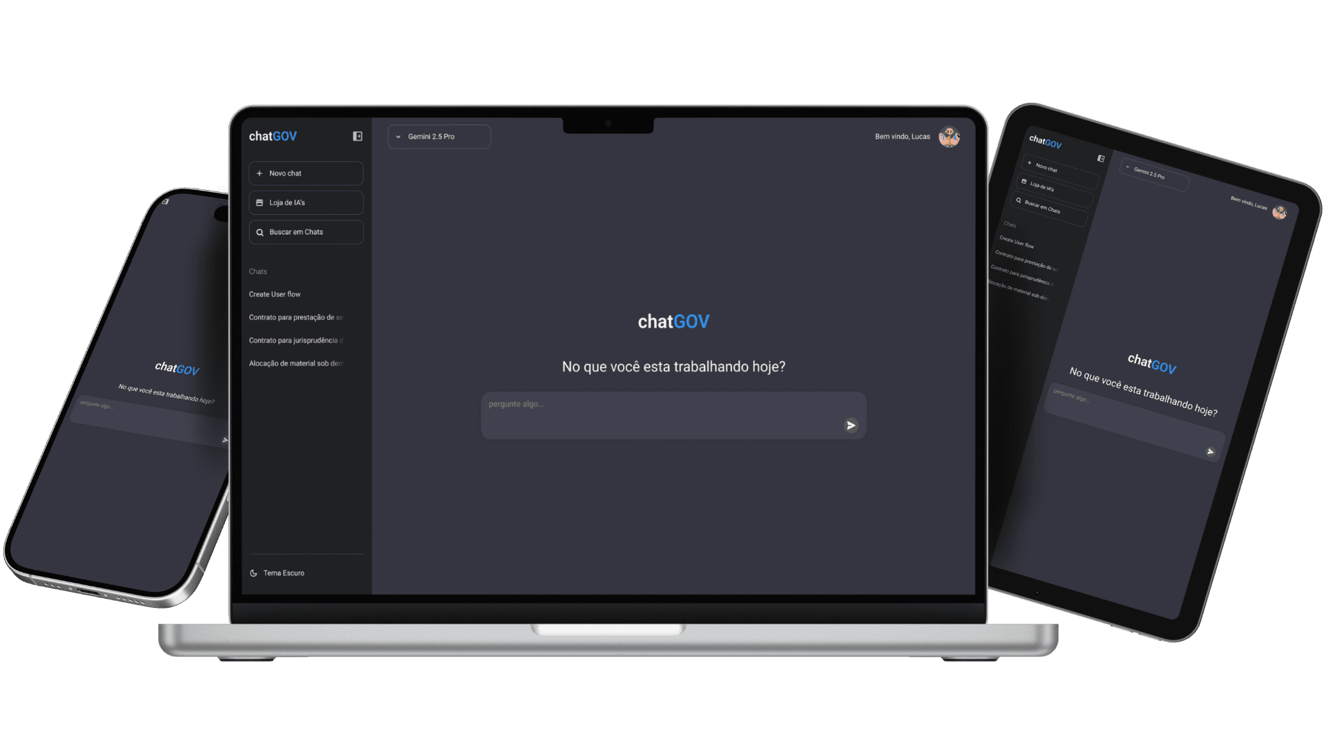 Interface do ChatGov mostrando o sistema em uso